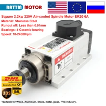 Квадратный 2.2kw мотор шпинделя с воздушным охлаждением ER20 runout-off 0,01 мм 220V 6A 4 керамический подшипник, гравировальный станок с ЧПУ