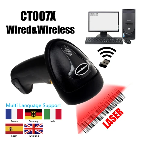 CT007X 2,4 ГГц беспроводной лазерный сканер штрих-кода считыватель+ Бесплатный держатель