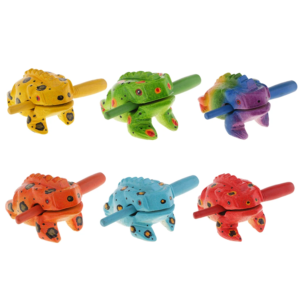 Fun Kids Wooden Frog Instrument Guiro Sound Effect Percussion