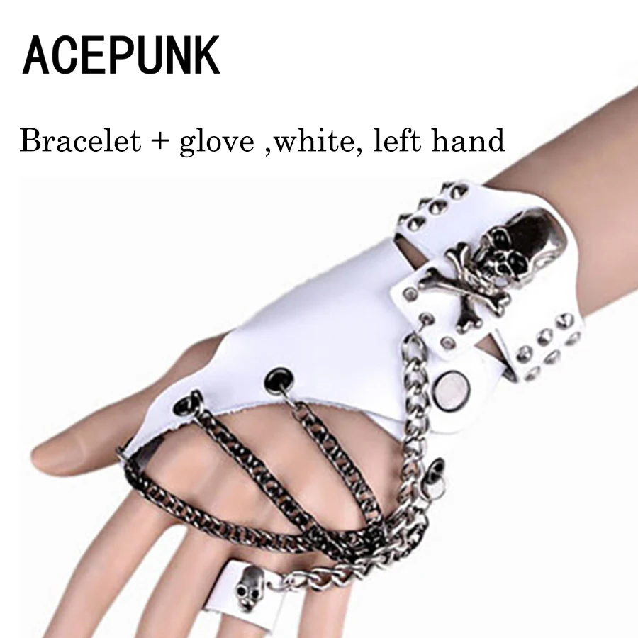 Online Pria Keren Kerangka Tengkorak Kulit Gelang Pria Sarung Tangan Set ROCK Bermain Bracer Figaro Jaringan Gelang Wanita Gelang Pulseira Masculina E store Prince