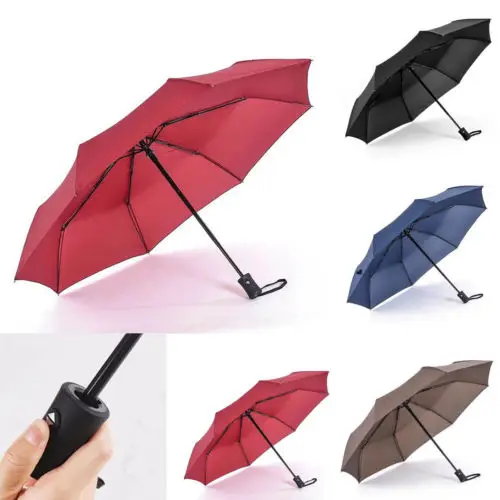 Automatic Umbrella Windproof Mens Black Compact Wide Auto Open Close Lightweight