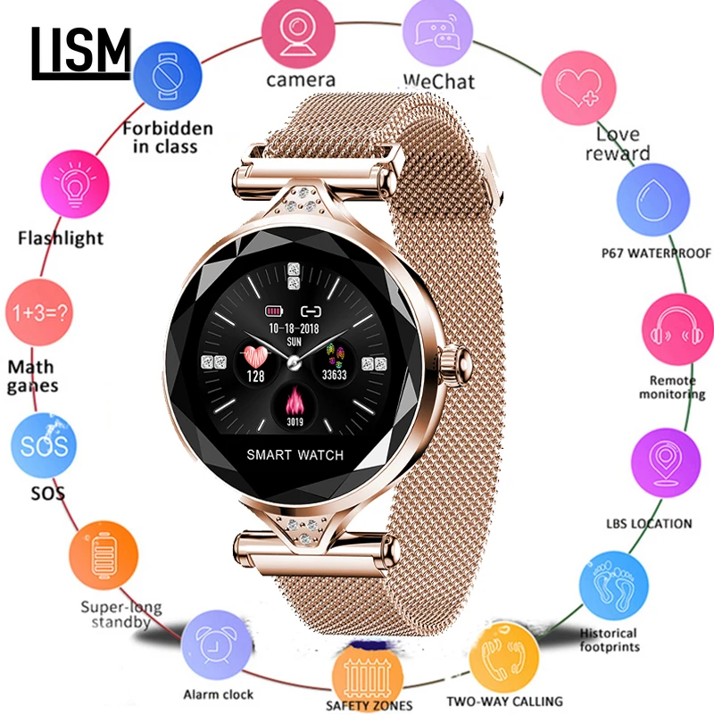 

2019 New H1S Women Fashion Smartwatch Wearable Device Bluetooth Pedometer Heart Rate Monitor For Android/IOS Smart Bracelet