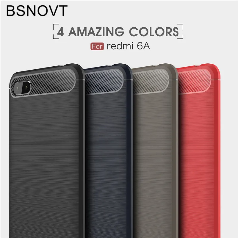 BSNOVT Xiaomi Redmi 6A Case Redmi 6A Cover Shockproof Silicone Brushed Phone Back Case For Xiaomi Redmi 6A Phone Fundas 5.45