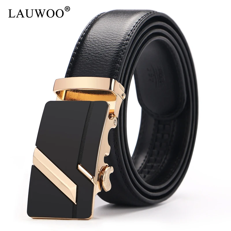 

LAUWOO Newest fashion mens belt top cow genuine leather automatic buckle belts for men causal ceinture homme free shipping