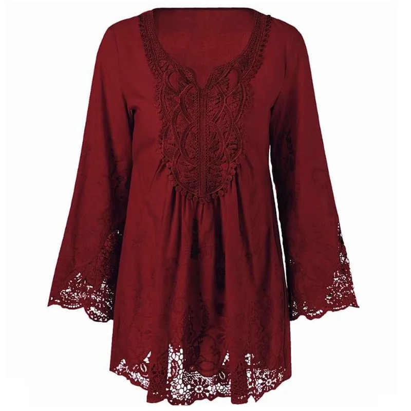 

2018 Spring Blusa Shirts Women Blouse Vintage Lace Floral Crochet Hollow Tops Feminine Blouse Plus Size 4XL Lady top Shirt