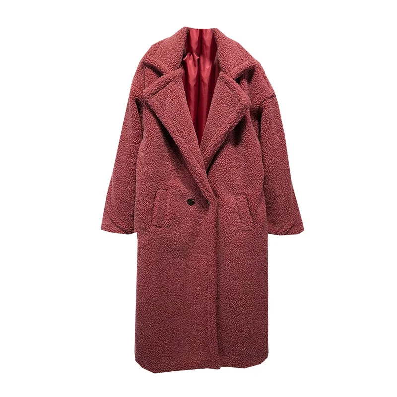 

SHENGPALAE Winter Autumn Plush trench coat Long Sleeve Turn-down Collar Fashion 3 colors Women Keep-warm windbreaker FQ296