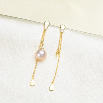 

Simiple With Tassel Design Pearl Earrings Settings S925 Sterling Silver Pearl Drop Earrings Components Silver&Gold Color 3Pairs