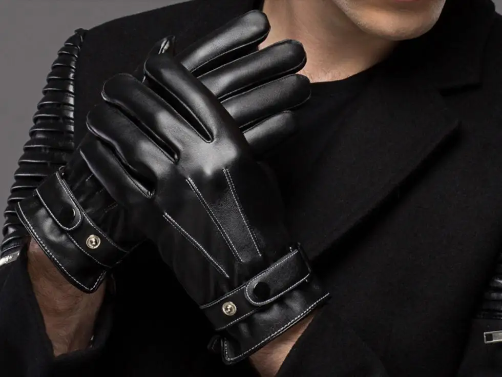 Men's leather gloves, winter warm Gentleman's leather gloves. Outdoor