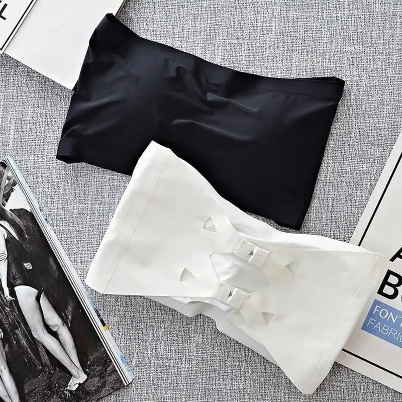 

Breathable Ice Silk One-piece Seamless Beauty Back Bra Without Shoulder Straps Word Line Buckle Anti-light Wrapped Underwear