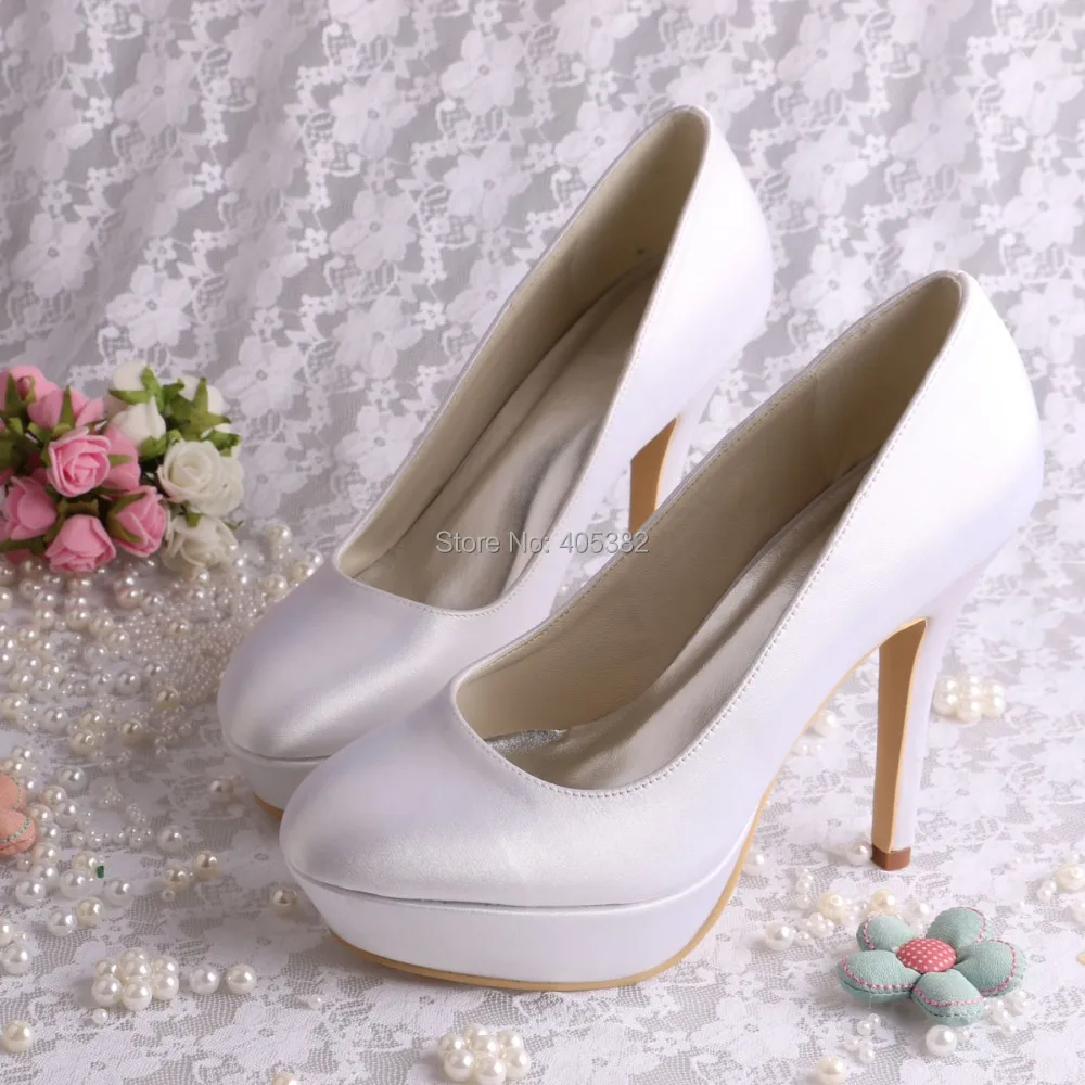 20 Zapatos Cerrados para Sexo Mujer Coreana de La Boda de Plataforma Zapatos de Tacones Altos de Raso Blanco _ - AliExpress Mobile