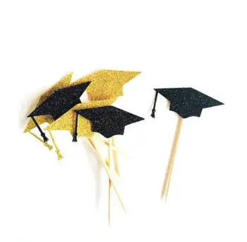 

glitter Graduation hats cupcake toppers class meeting party decoration doughnuttoothpicks