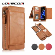 LOVECOM Retro 2 in 1 Multifunction Zipper Leather Wallet Flip Case For Samsung Galaxy S8 Plus S5 S6 S7 Edge Card Holder Cover