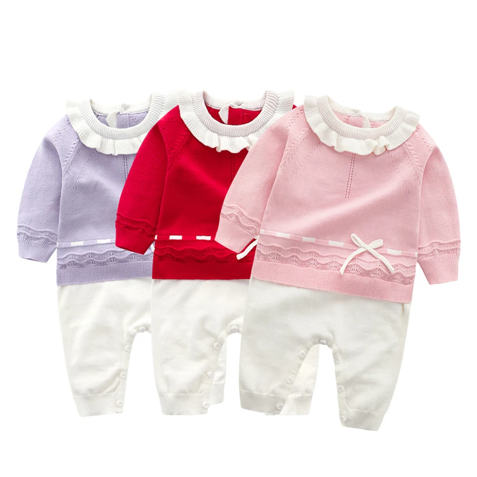 

Baby Girls Clothes Autumn Baby knitted Romper Set Infant Newborn Baby Girl Cardigan Boys Sweater Cotton Baby Jumpsuit For Girls