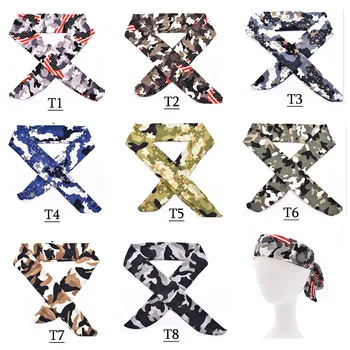 

Camo Cotton Tie Back Headbands Stretch Sweatbands Hair Band Moisture Wicking Workout Men Women Bands