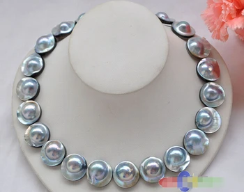 

Free shipping@@@@@ AAA++ HUGE REAL 18" 20mm gray south sea mabe pearl NECKLACE