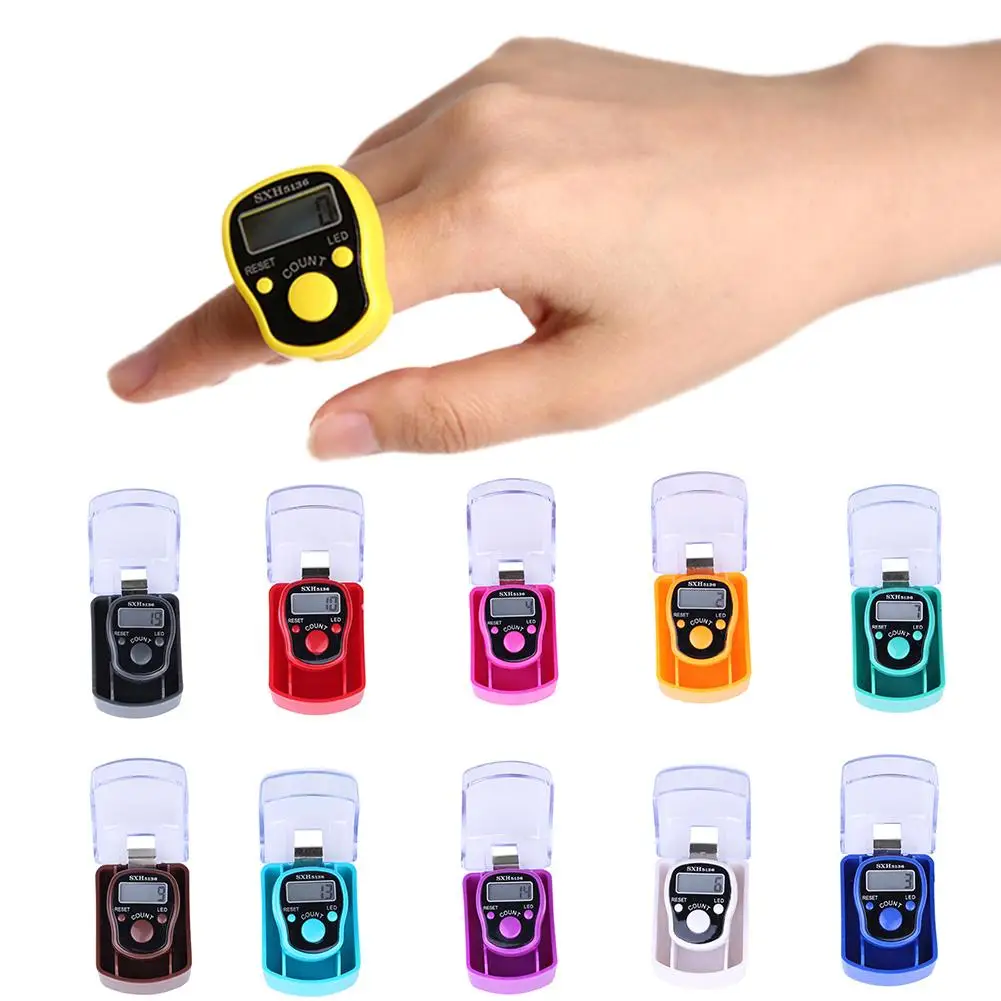 

1pc Row Counter Portable LED Lights Luminous Ring Counter Digit Finger Ring Counter Plastic Accurate Tally Counters