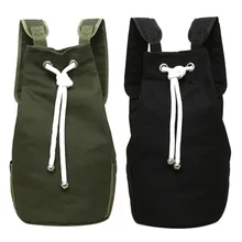 Большой Вместительный холщовый повседневный мужской рюкзак, бочонок, рюкзак с завязками, рюкзак для мужчин, рюкзак, армейский зеленый