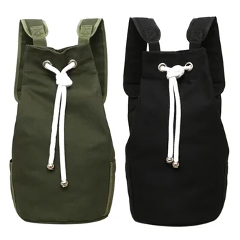 

Large Capacity Canvas Casual Men Backpack Barrel Backpack String Drawstring Daypack for Men Back Pack Rucksack Army Green