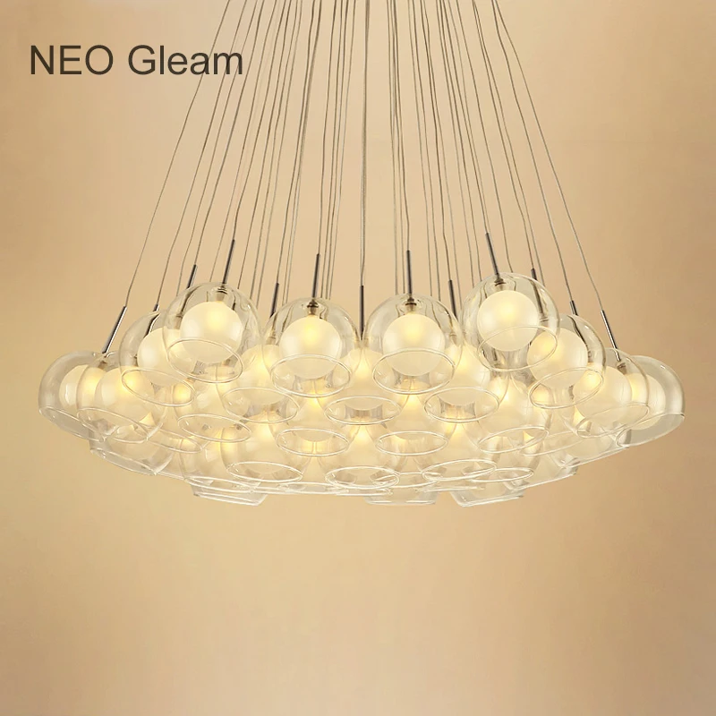 Ideal Glass Bubble Modern Led Pendant Lights For Living Dining Room Bedroom AC85-265V G4 Hanging Pendant Lamp Fixture hanglampen