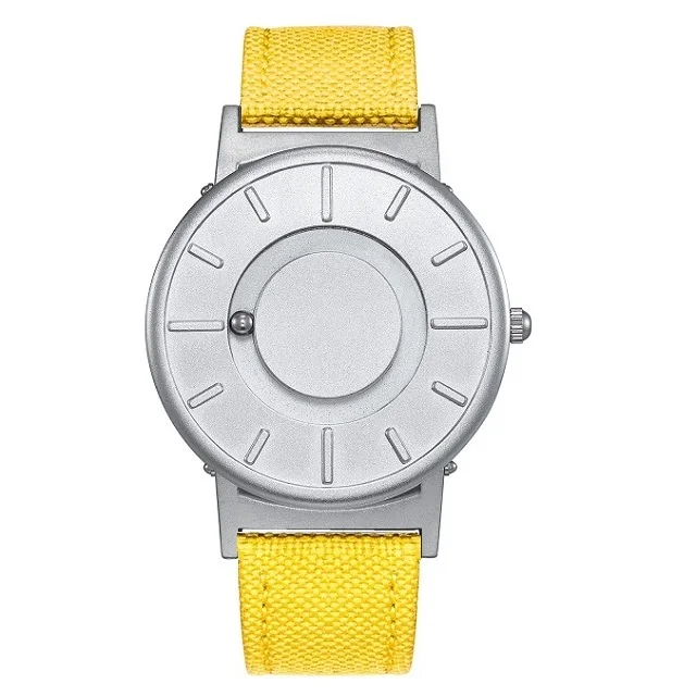 Silver Yellow Nylon Новинка, стильные мужские часы EUTOUR с магнитным шариком, новые наручные часы, мужские часы с нейлоновым ремешком, кварцевые часы, модные erkek kol saati - Цвет: Silver Yellow Nylon