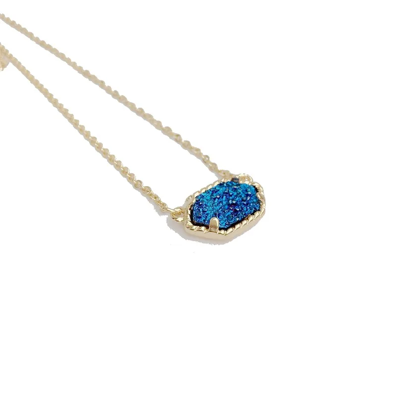 Подвеска Drusy ожерелье Druzy овальные шестиугольные ожерелья 10 цветов золотой цвет