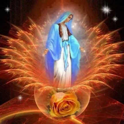 

5D Diy Diamond Painting Cross Stitch Saint Virgin On The Yellow Rose Diamond Embroidery Full Round Mosaic Decoration Resin Kits