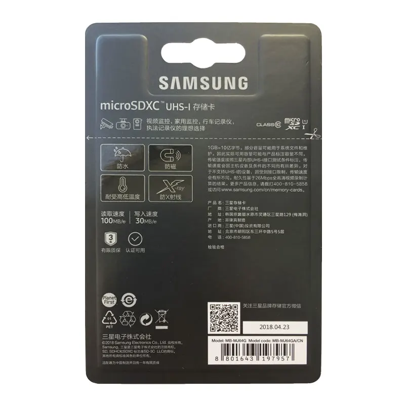 Samsung карта памяти MicroSD 128 ГБ TF карты флэш-памяти 64 ГБ SDXC вождения Регистраторы карты памяти 32 ГБ SDHC UHS-I Class10 Поддержка видео 4k
