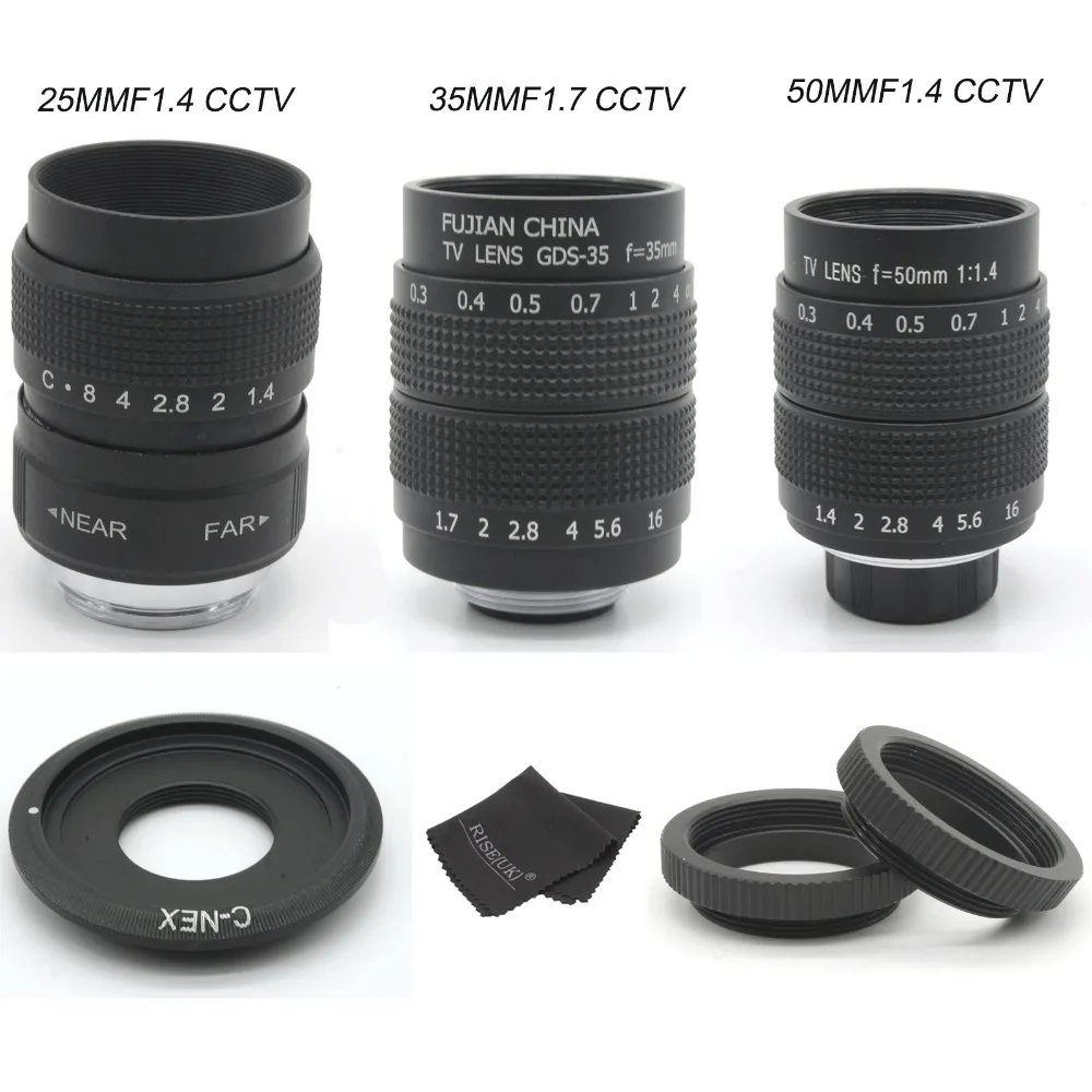 Фуцзянь 35 мм F1.7 CCTV объектив камеры + 25 f1.4 50mmf1. 4 для SONY E Mount A6500 A6300 A6100 NEX lens for | Объективы для фотоаппаратов -32833534673