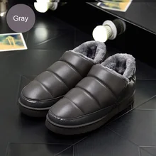 Weweya/зимние домашние тапочки на меху; Водонепроницаемая кожаная зимняя обувь; мужские тапочки на нескользящей подошве; обувь унисекс; размер 46