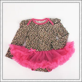 

1PC Leopard Tulle Lace Romper Bowtie Baby Girls Long Sleeves Tutu Dress for 0-12months Free Shipping