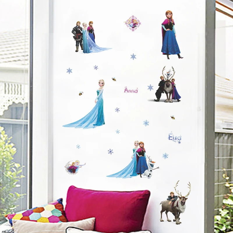 Disney Cartoon Lovely Frozen Toys Elsa And Anna Waterproof Children Bedroom Decoration Pusheen wall door Sticker Pegatinas Disney Cartoon Lovely Frozen Toys Elsa And Anna Waterproof Children Bedroom Decoration Pusheen wall door Sticker Pegatinas