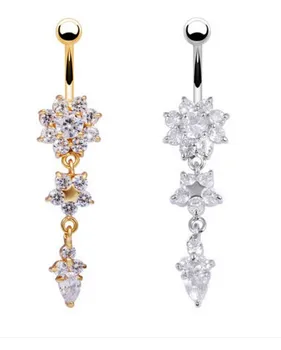 

Body piercing ornaments high quality medical steel flower navel Button Navel Ring Body chain belly button rings