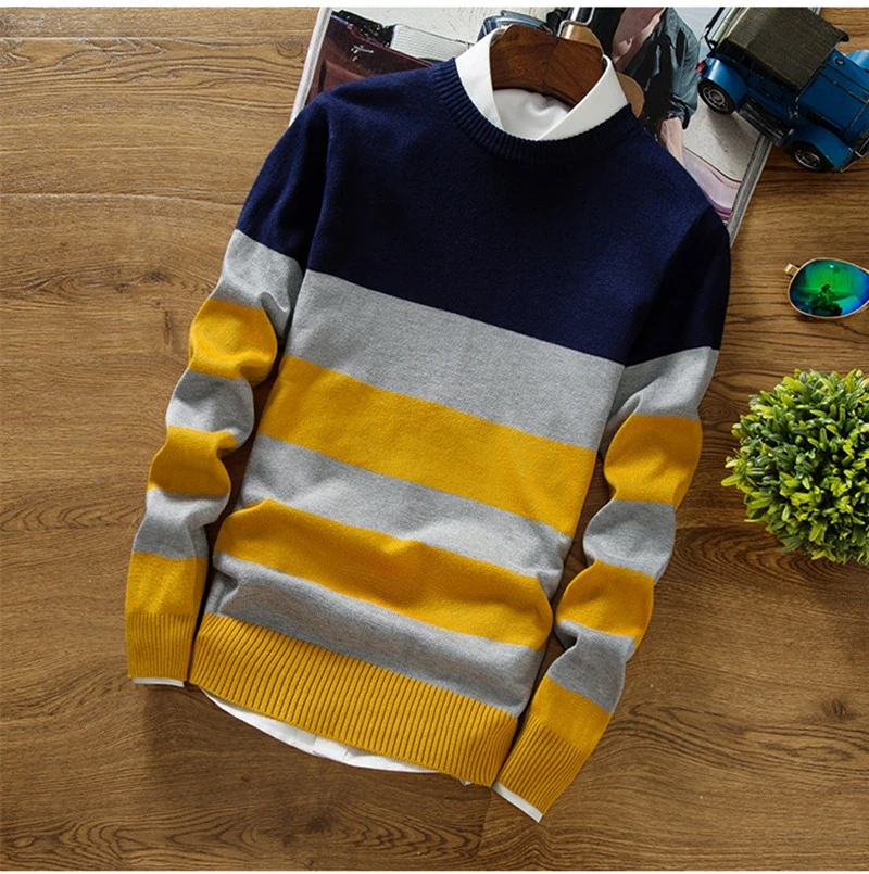 Striped Knitting Cashmere Sweater New Fashion Men's Pullover Drop shipping Sweaters Long Sleeve O-Neck Christmas top clothes Striped Knitting Cashmere Sweater New Fashion Men's Pullover Drop shipping Sweaters Long Sleeve O-Neck Christmas top clothes