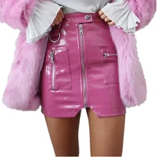 Акция, однотонная мини-юбка выше колена в стиле ампир, новая весенняя женская юбка на молнии с разрезом и карманами, высокая талия, посылка, юбки в стиле хип-хоп