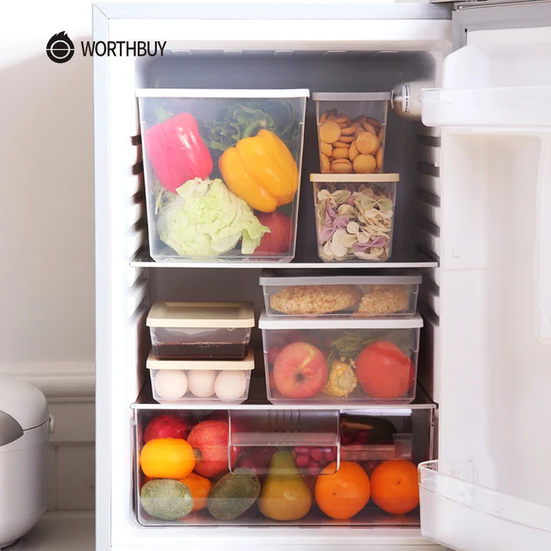 WORTHBUY BPA Бесплатный пластиковый контейнер для хранения кухонный органайзер