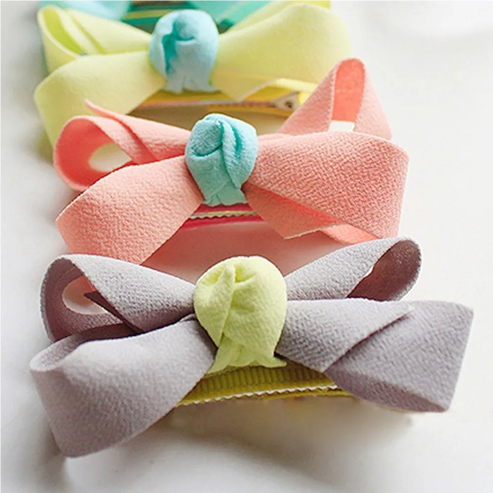Cute 2Pcs Cute Baby Girl Chiffon Baby Bowknot Hairpin Hair Clip