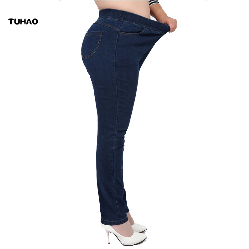 

TUHAO High Waist Femme Jeans Plus Size 7XL 6XL 5XL 4XL pencil pants 2018 spring casual Jeans Women trousers Denim Pants YH01