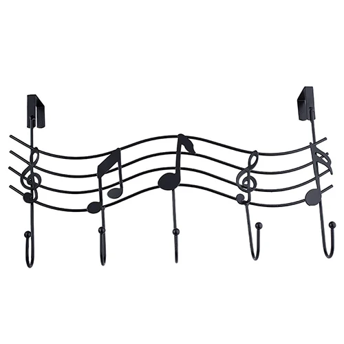 Vintage 5 Hooks Music Note Pattern Hook Wrought iron Coat Hook Hat Bag Hanger Hooks Organizer Storage Holder Wall Decor