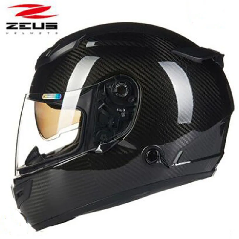 

New Taiwan ZEUS 1200E Carbon Fiber Double Lens Motorcycle Helmet Full Face Motobike Racing helmets Four seasons Moto Casque