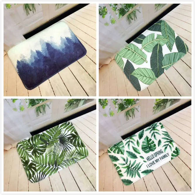 

Mats Anti Slip Floor Green plants Leaf Carpet Printed Pattern Door Mat Carpet Rug for Bathroom Door Living Room