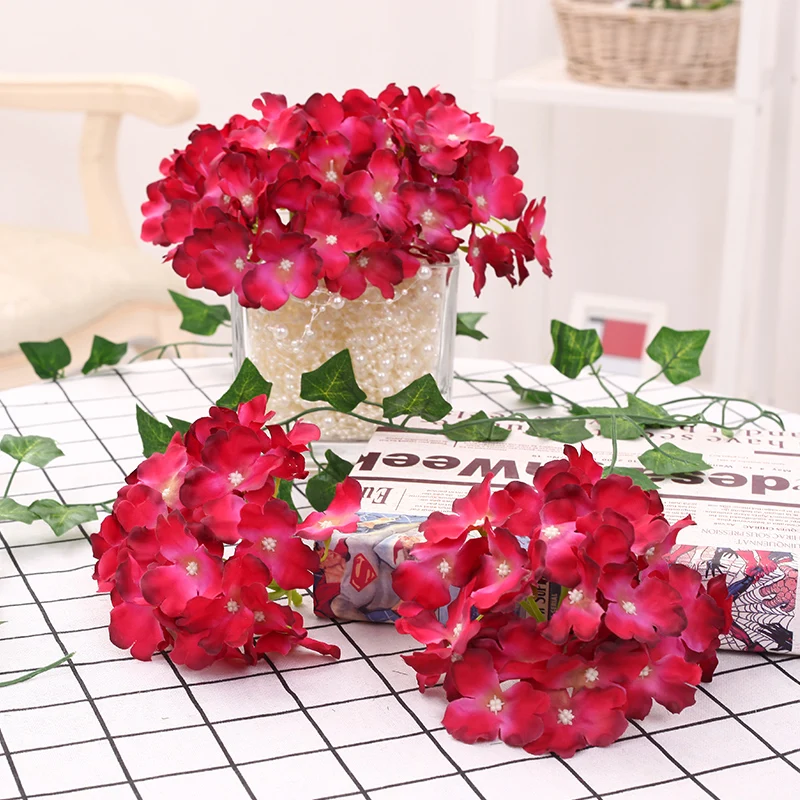 10 Pcs/lot 15cm Large Hydrangea Silk Flowers Heads for Wedding Party Stage Background Flower Wall White Tiffany Blue - Цвет: D