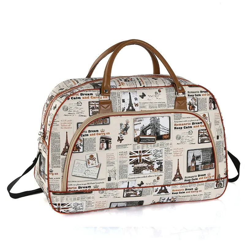 

Women Waterproof Travel Bag Summer Women Bag Travel Duffel Bag New Tower Beauty Lady Print Luggage Duffle Bag