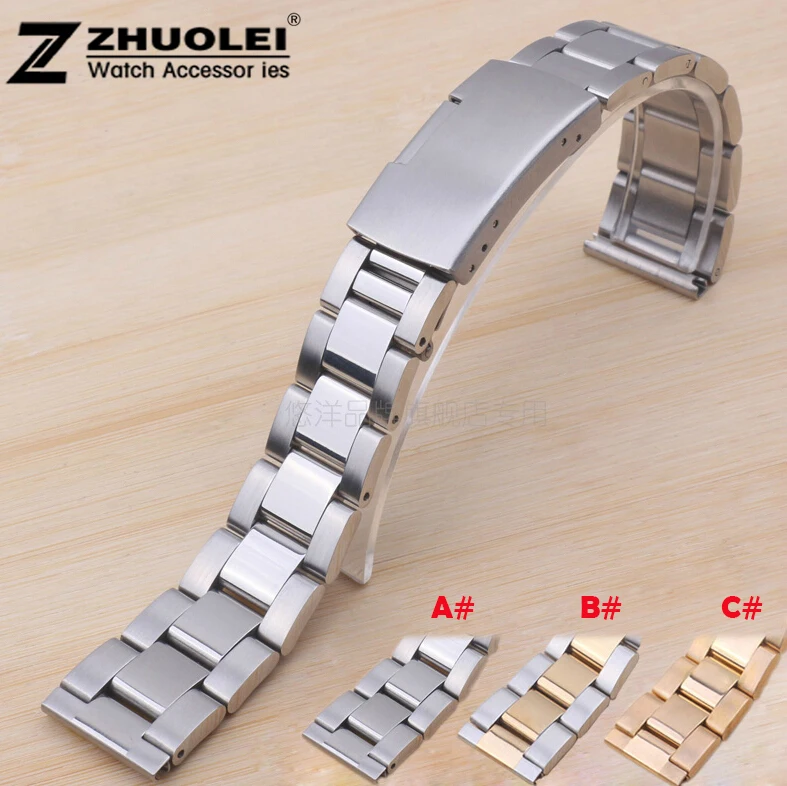 

18mm 19mm 20mm 21mm 22mm New High Brushed Steel Watchbands Silver Black Steel Bracelet Men Steel Folding Clasp For Moto 360
