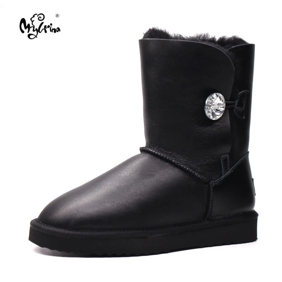 

Hot Sale 100% Genuine Sheepskin Leather Snow Boots New Fashion Natural Fur Non-Slip Botas Mujer Real Wool Winter Women Shoes