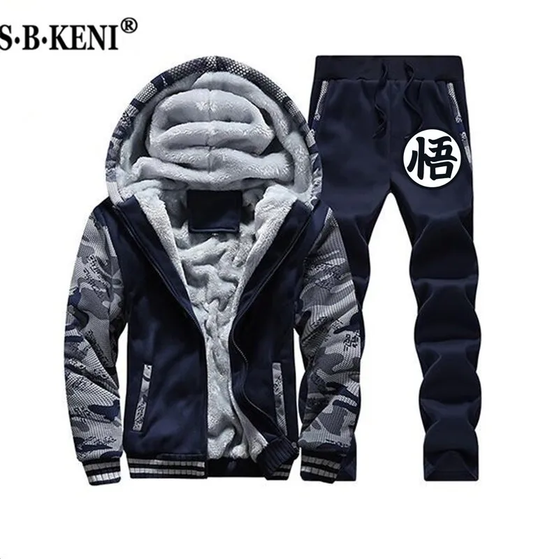 

Men Women New Design Anime Dragon Ball Z GT Goku Cartoon Jacket Thicken Hoodies+Pants Warm Fur Inside Winter Hoody