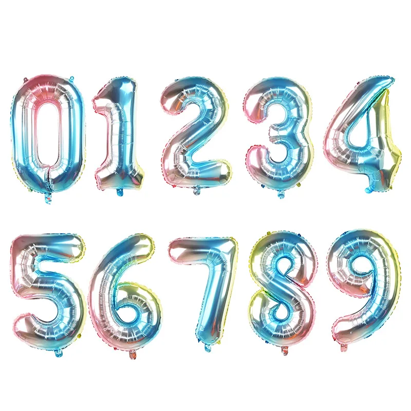 32 дюйма количество Фольга воздушные шары воздушный шар «С Днем Рождения» Свадебные украшения Цифровой шар цифры Globos для рождественской вечеринки поставки - Цвет: Gradient