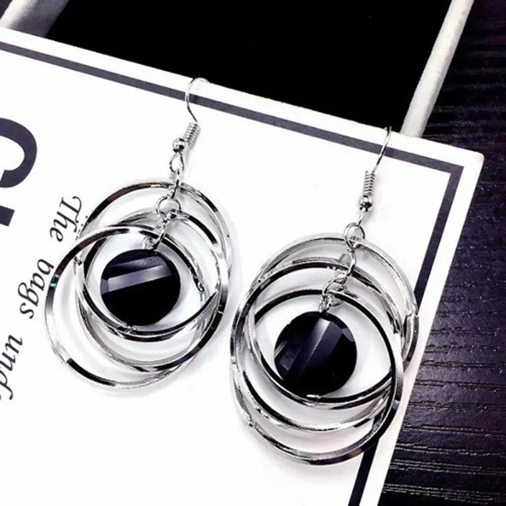 

Elegant Geometric Hollow Circle Pendant Hook Earrings Women Party Jewelry Gift