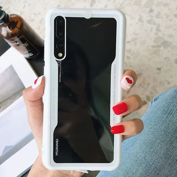 

100pcs Shockproof Soft TPU Acrylic Back Cover For Huawei P30 P20 Mate 20 10 Pro Lite Nava 5 5i Y9 Honor 20i 8X 8C 8A Clear Case