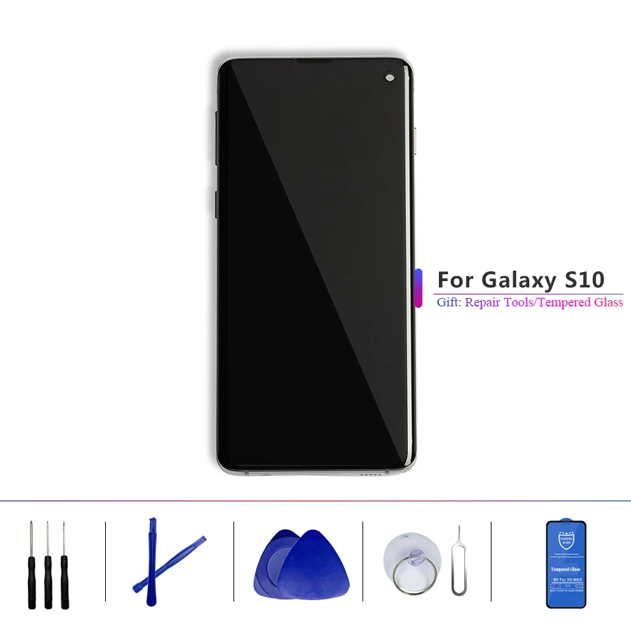 

6.4" Full Original AMOLED Lcd Display With frame For Samsung Galaxy S10 /G9730,G973F,G973U,G973N Pantalla Replacement