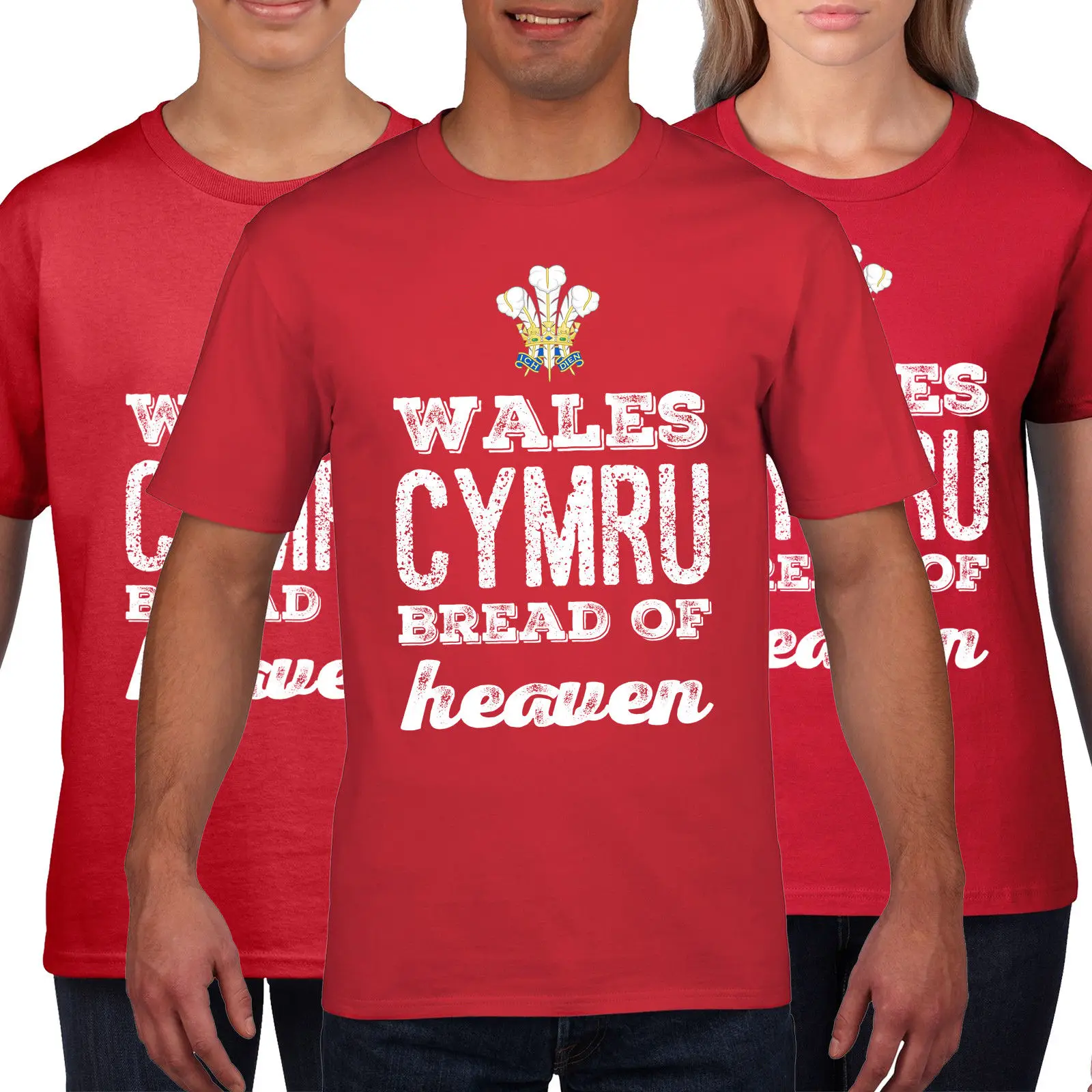 ويلز Cymru الخبز من السماء الرجبي T قميص الريش الأحمر أعلى رجل إمرأة بنين 851